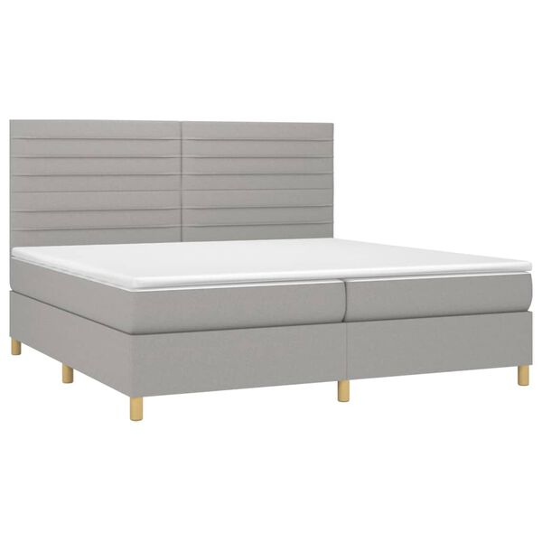 vidaXL Sommier &agrave; lattes de lit matelas et LED Gris clair 200x200 cm