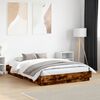 vidaXL Cadre de lit avec LED sans matelas ch&ecirc;ne fum&eacute; 140x190 cm