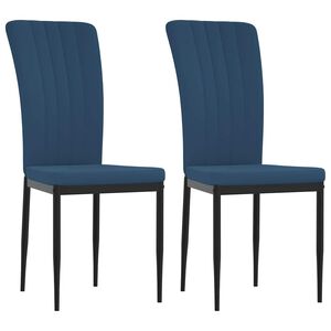 vidaXL Chaises &agrave; manger lot de 2 Bleu Velours