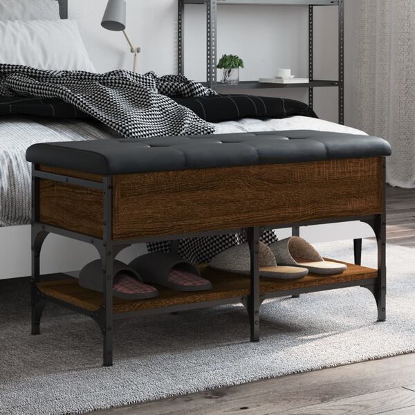 vidaXL Banc &agrave; chaussures ch&ecirc;ne marron 82x42x45 cm bois d'ing&eacute;nierie
