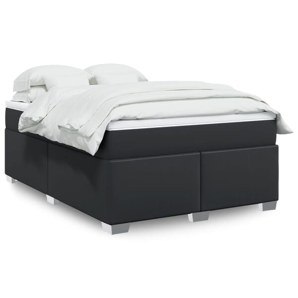 vidaXL Sommier &agrave; lattes de lit avec matelas Noir 140x190 cm Similicuir