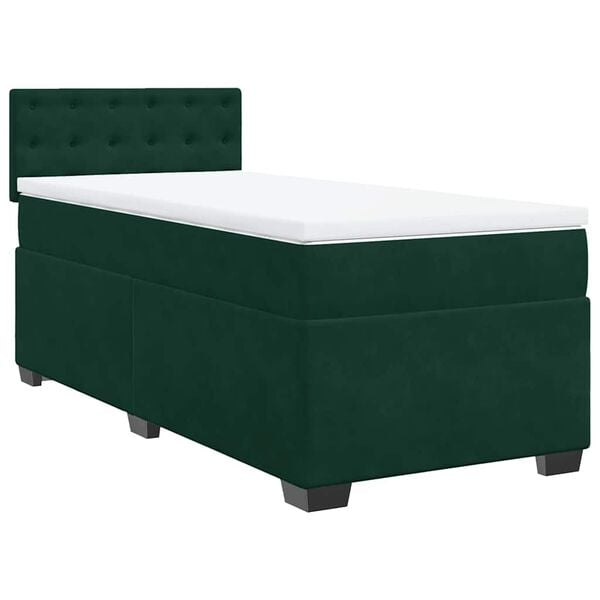 vidaXL Sommier &agrave; lattes de lit avec matelas Vert fonc&eacute; 90x200 cm