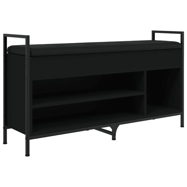 vidaXL Banc &agrave; chaussures noir 105,5x32x57,5 cm bois d'ing&eacute;nierie