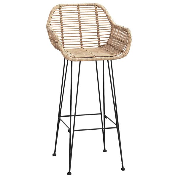 vidaXL Chaise de bar 2 pcs Naturel 55 x 52 x 105 cm Rotin et m&eacute;tal