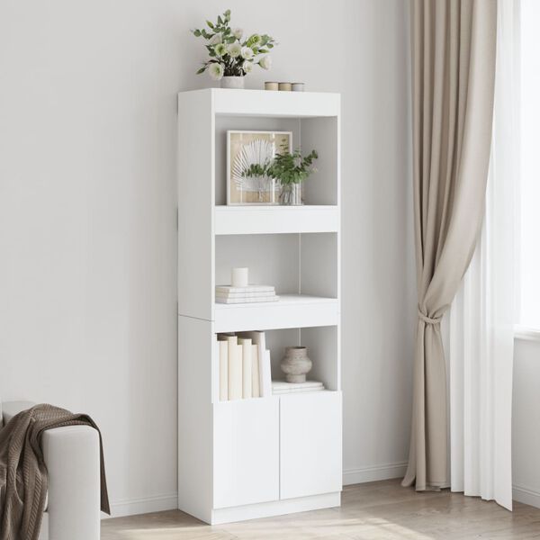 vidaXL Buffet haut 63x33x180 cm blanc bois d'ingénierie
