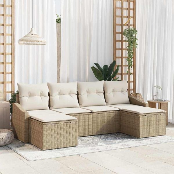 vidaXL Ensemble de salle &agrave; manger pour jardin 6 pcs Beige et cr&egrave;me