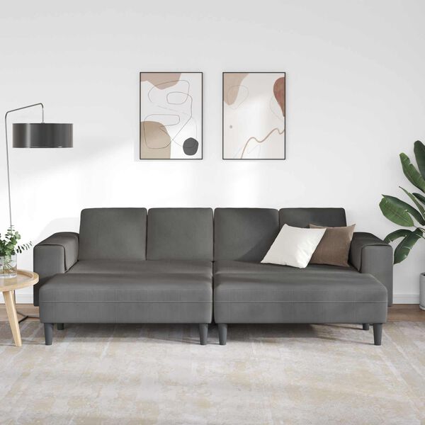 vidaXL Canap&eacute; Gris fonc&eacute; 250 x 188 x 76 cm Tissu en velours c&ocirc;tel&eacute;