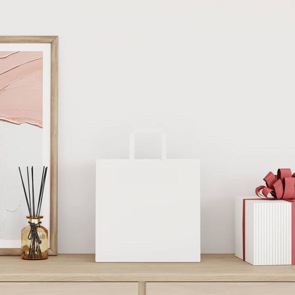 vidaXL Sacs en papier 50 pcs avec poign&eacute;es blanc 26x17x25 cm