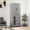 vidaXL Buffet haut Sonoma gris 69,5x34x180 cm Bois d'ing&eacute;nierie
