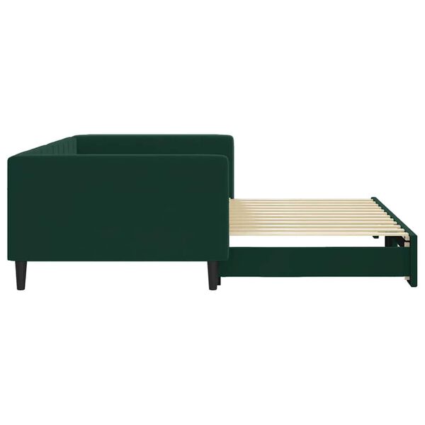 vidaXL Lit de jour avec gigogne sans matelas vert fonc&eacute; 100x200 cm