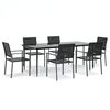 vidaXL Ensemble &agrave; manger de jardin 7 pcs r&eacute;sine tress&eacute;e acier