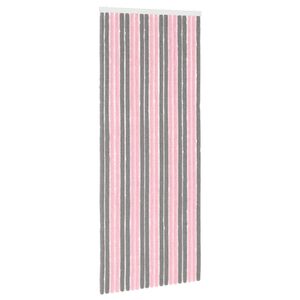 vidaXL Rideau anti-insectes en chenille Gris Argent et Rose