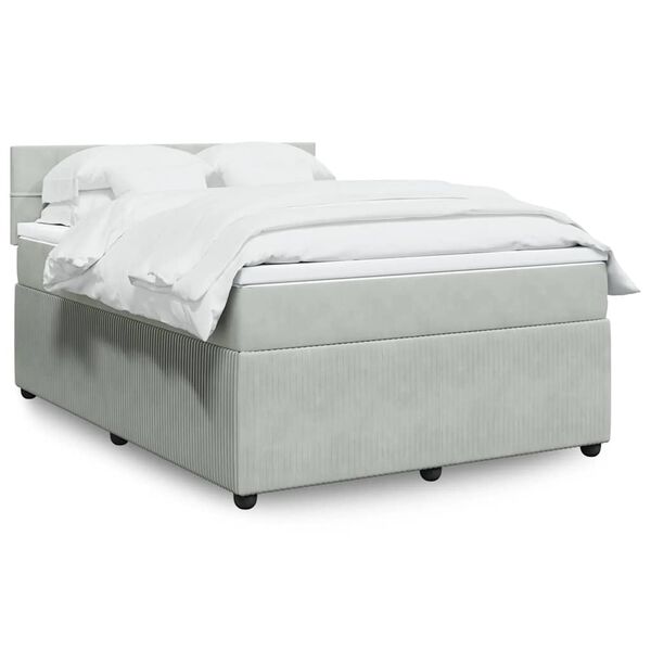 vidaXL Sommier &agrave; lattes de lit et matelas Gris clair 160x200cm Velours