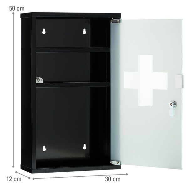 FIRST AID ONLY Armoire d'urgence 30x12x50 cm Noir