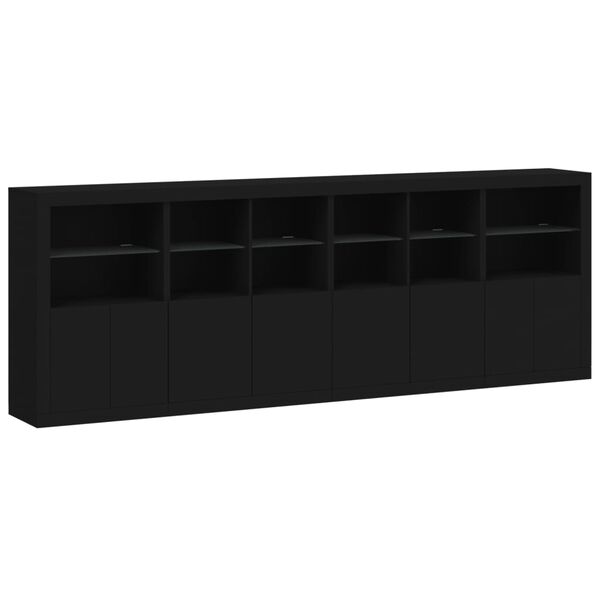 vidaXL Buffet avec lumi&egrave;res LED noir 283x37x100 cm