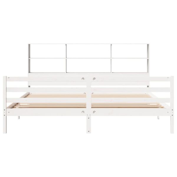 vidaXL Lit biblioth&egrave;que sans matelas blanc 180x200 cm bois pin massif