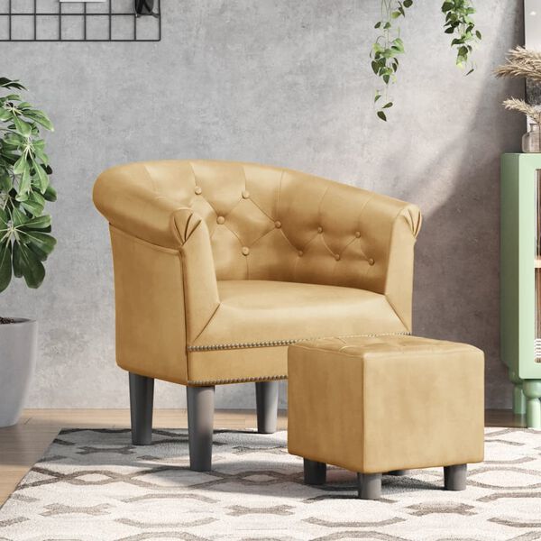 vidaXL Chaise cabriolet avec repose-pied dor&eacute; similicuir