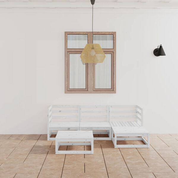 vidaXL Salon de jardin 5 pcs Blanc Bois de pin massif