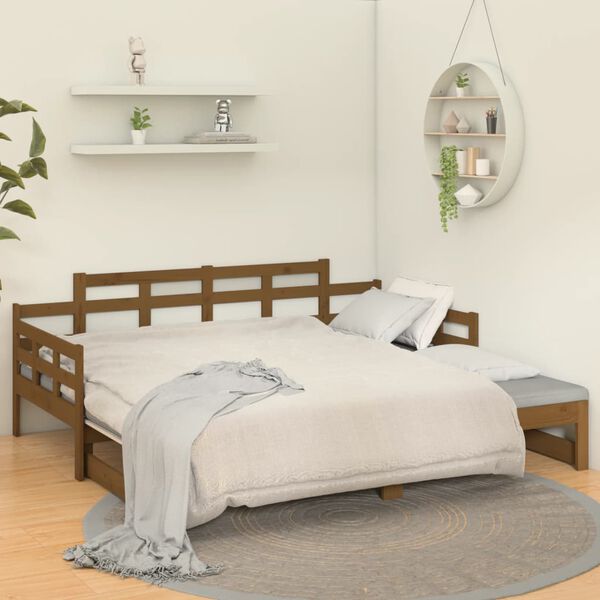 vidaXL Lit coulissant sans matelas marron miel 2x(90x200) cm