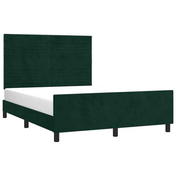 vidaXL Cadre de lit sans matelas vert fonc&eacute; 140x190 cm velours