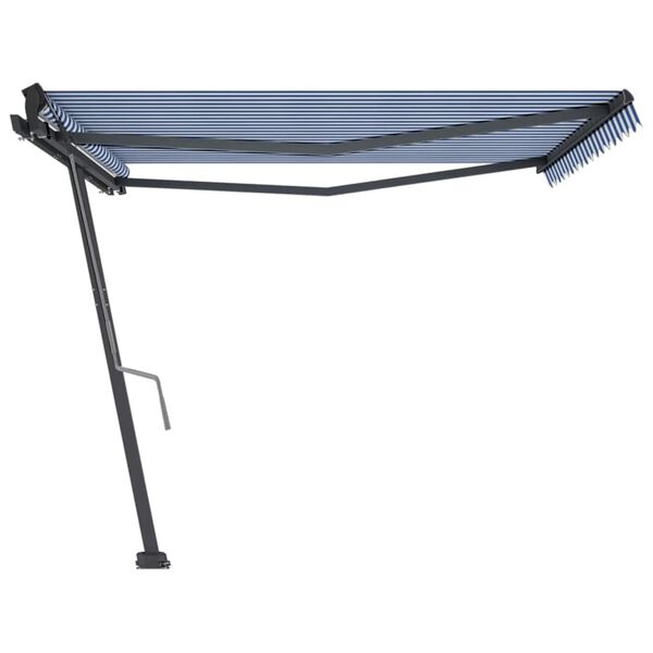 vidaXL Auvent manuel r&eacute;tractable sur pied 450x350 cm Bleu/Blanc