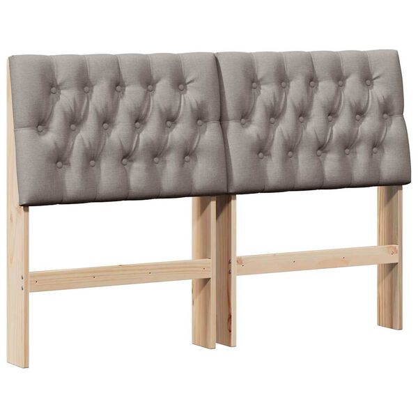 vidaXL T&ecirc;te de lit capitonn&eacute;e Taupe 135 cm Pin massif