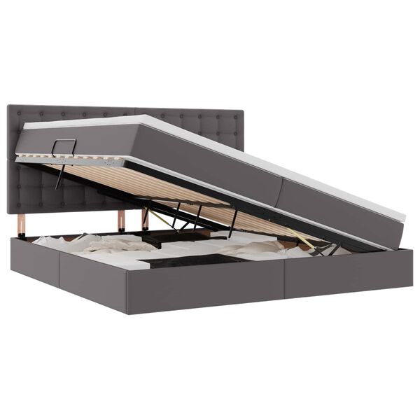 vidaXL Lit avec rangement et LED Gris 200 x 200 cm Simili cuir