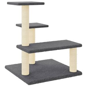 vidaXL Arbre &agrave; chat avec griffoirs en sisal Gris fonc&eacute; 61 cm