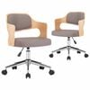 vidaXL Chaises pivotantes &agrave; manger lot de 2 taupe bois courb&eacute; et tissu