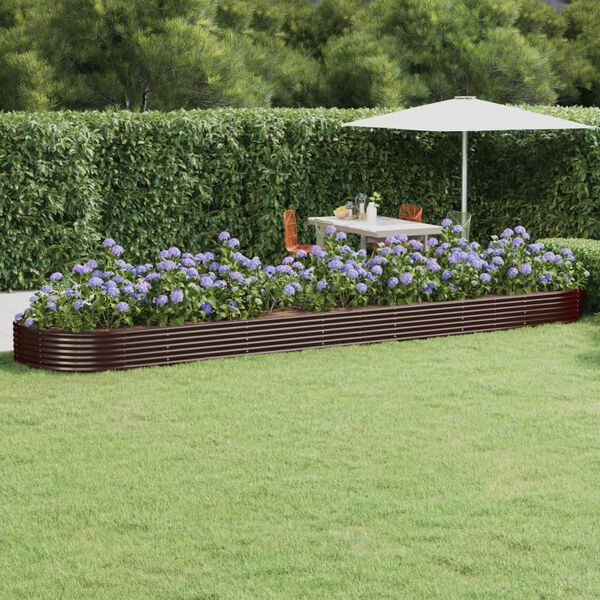 vidaXL Lit sur&eacute;lev&eacute; de jardin Acier galvanis&eacute; marron