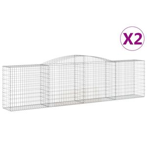 vidaXL Paniers &agrave; gabions arqu&eacute;s 2 pcs 400x50x100/120 cm Fer galvanis&eacute;