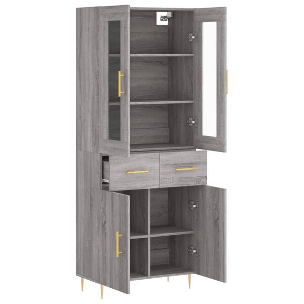 vidaXL Buffet haut Sonoma gris 69,5x34x180 cm Bois d'ing&eacute;nierie