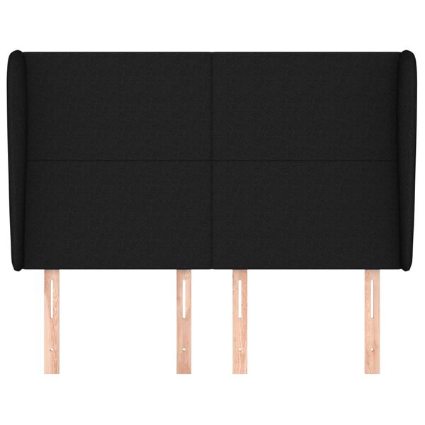 vidaXL T&ecirc;te de lit avec oreilles Noir 147x23x118/128 cm Tissu