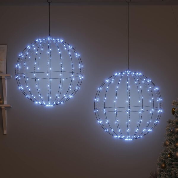 vidaXL Boule avec 384 LED 2 pcs Blanc froid 59,5 x 59,5 x 63 cm M&eacute;tal