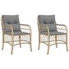vidaXL Chaises de jardin avec coussins lot de 2 m&eacute;lange beige rotin