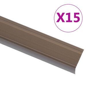 vidaXL Nez de marche forme en L 15 pcs aluminium 90 cm marron