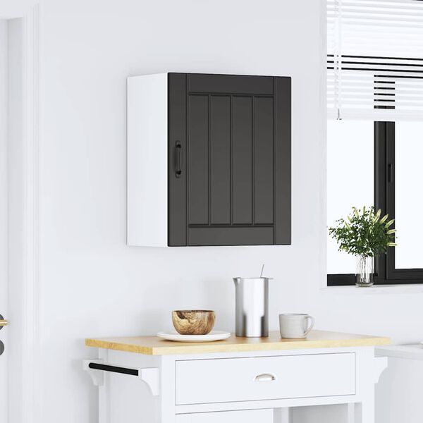 vidaXL Armoire murale de cuisine Lucca noir bois d'ing&eacute;nierie