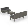vidaXL Salon de jardin 6 pcs avec coussins r&eacute;sine tress&eacute;e gris