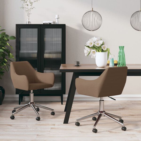 vidaXL Chaises pivotantes &agrave; manger lot de 2 marron tissu