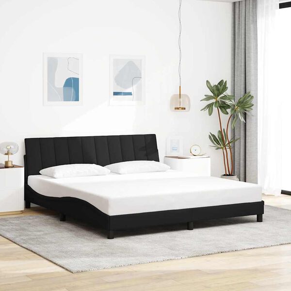 vidaXL Cadre de lit sans matelas Hanko noir 180x200 cm tissu