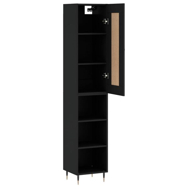 vidaXL Buffet haut Noir 34,5x34x180 cm Bois d'ing&eacute;nierie