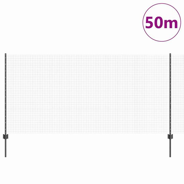 vidaXL Cl&ocirc;ture avec poteau Gris 1,2 x 50 m Acier et PVC