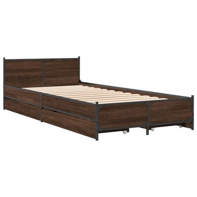 vidaXL Cadre de lit avec tiroirs sans matelas chêne marron 90x200 cm