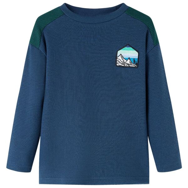 Sweatshirt gaufr&eacute; pour enfants bleu marine 116