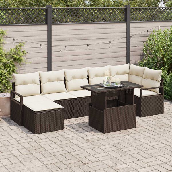 vidaXL Ensemble de canapé de jardin 8 pcs Marron Poly rotin