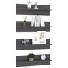 vidaXL &Eacute;tag&egrave;res murales 4 pcs gris brillant bois d'ing&eacute;nierie