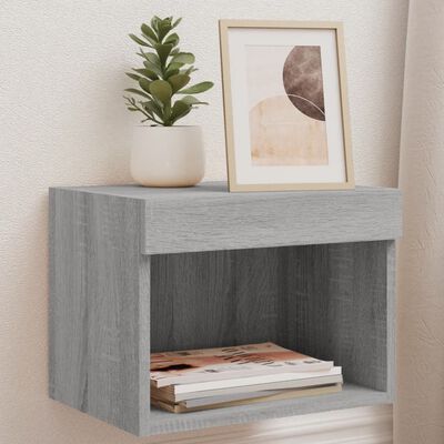 vidaXL Table de chevet murale avec lumières LED sonoma gris