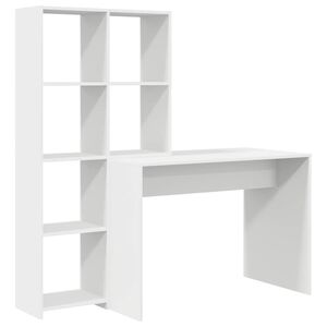 vidaXL Bureau avec &eacute;tag&egrave;re Blanc 138,5 x 55 x 143 cm Bois d'ing&eacute;nierie