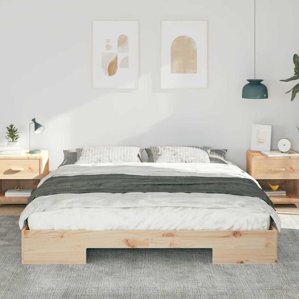 vidaXL Cadre de lit sur&eacute;lev&eacute; Marron 200 x 200 cm Bois massif en pin