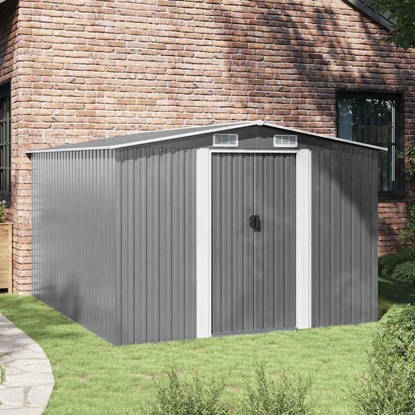 vidaXL Abri de jardin 257x298x178 cm M&eacute;tal Gris